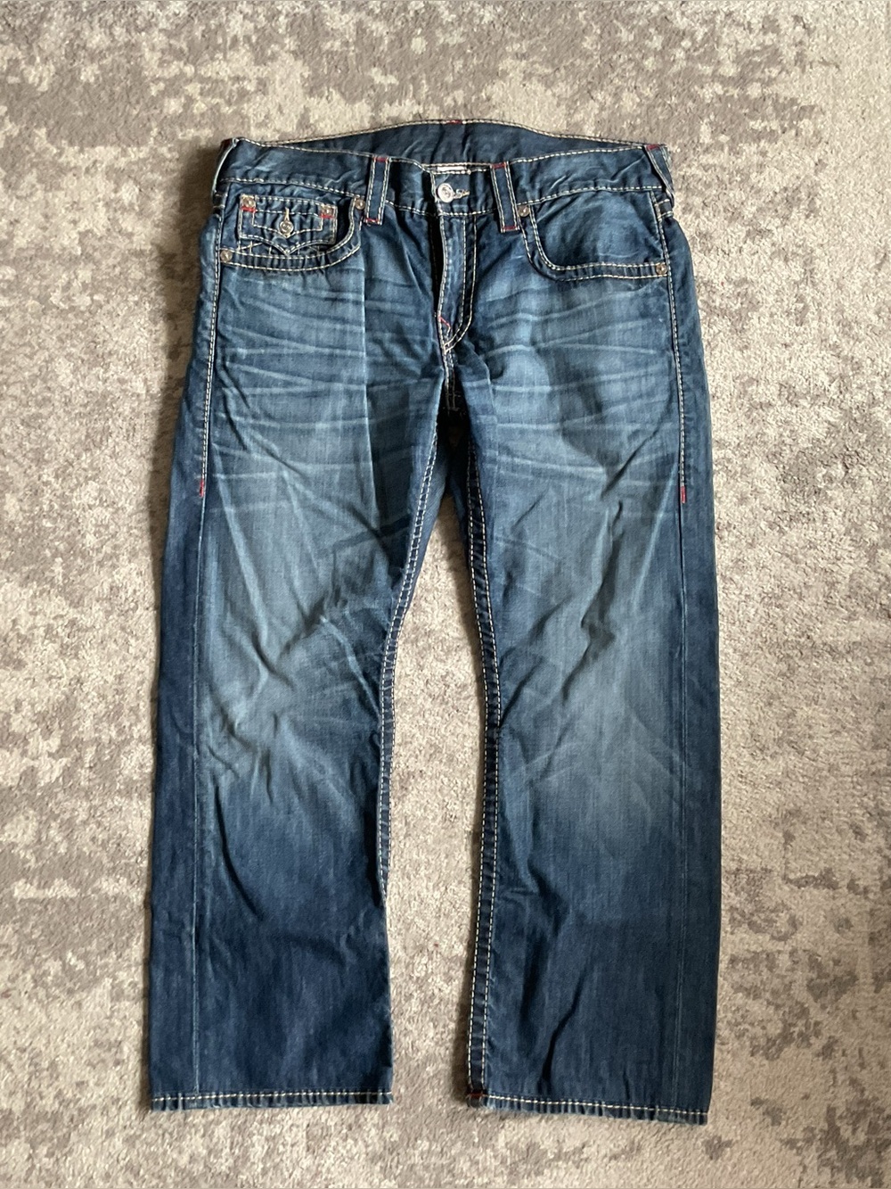 True Religion Men's Dark Indigo Straight Jeans